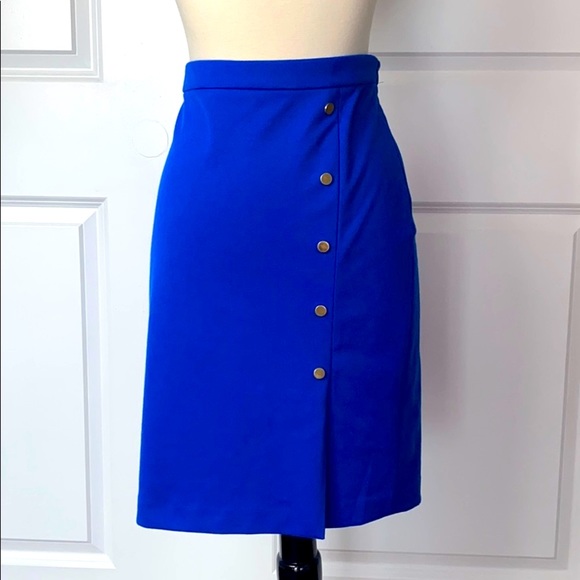 The limited blue pencil skirt with gold buttons - Picture 2 of 15